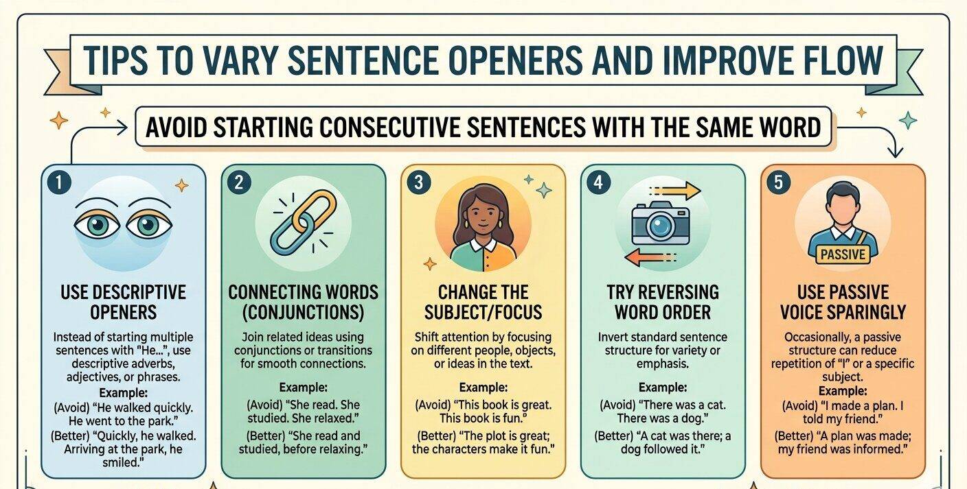 Avoid starting consecutive sentences with the same word